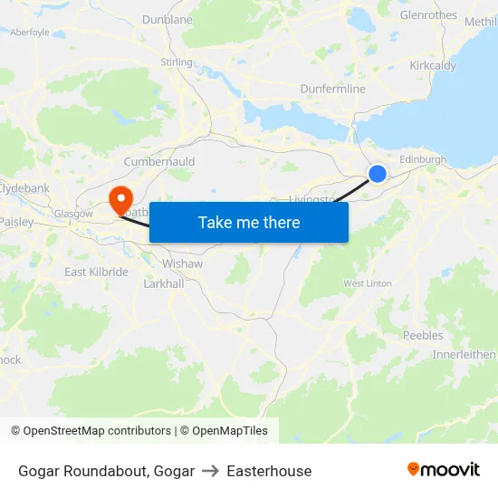 Gogar Roundabout, Gogar to Easterhouse map