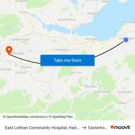 East Lothian Community Hospital, Haddington to Easterhouse map