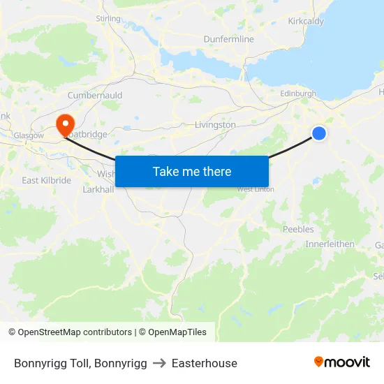 Bonnyrigg Toll, Bonnyrigg to Easterhouse map