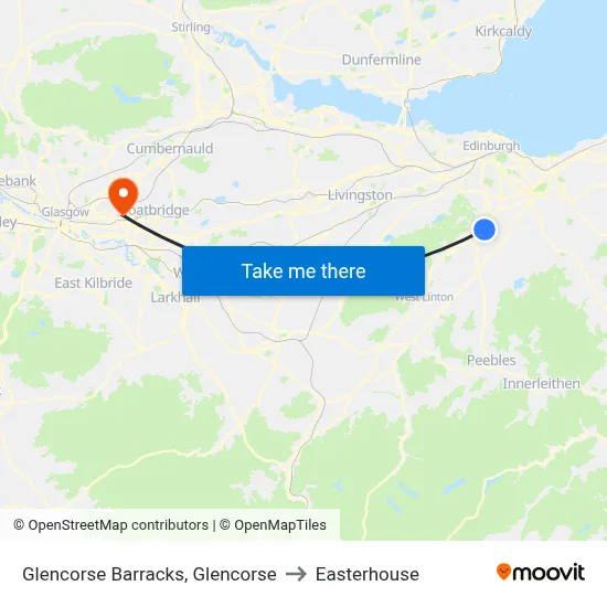 Glencorse Barracks, Glencorse to Easterhouse map