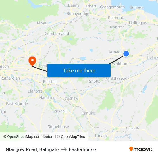 Glasgow Road, Bathgate to Easterhouse map
