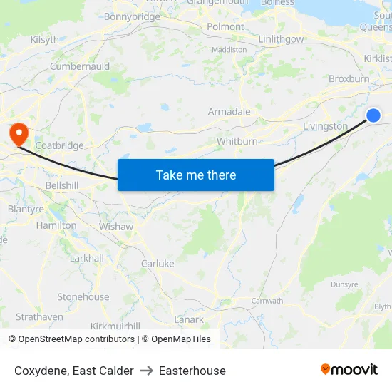 Coxydene, East Calder to Easterhouse map