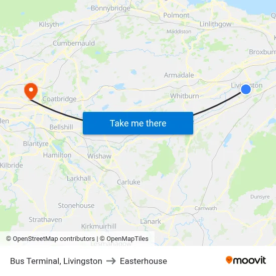 Bus Terminal, Livingston to Easterhouse map