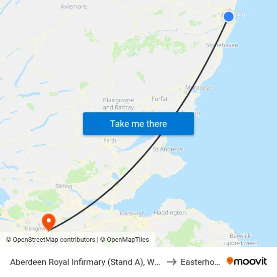 Aberdeen Royal Infirmary (Stand A), Westburn to Easterhouse map
