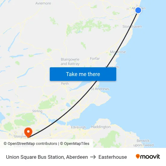 Union Square Bus Station, Aberdeen to Easterhouse map