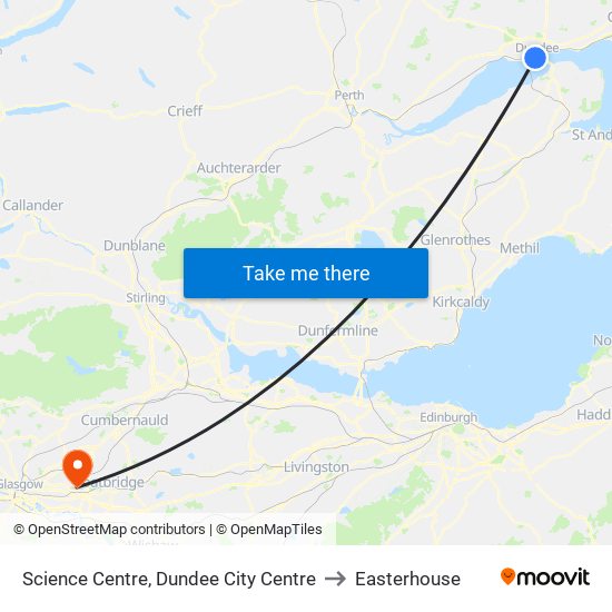 Science Centre, Dundee City Centre to Easterhouse map