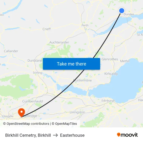 Birkhill Cemetry, Birkhill to Easterhouse map