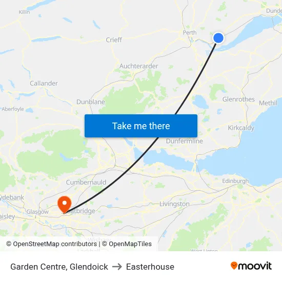 Garden Centre, Glendoick to Easterhouse map