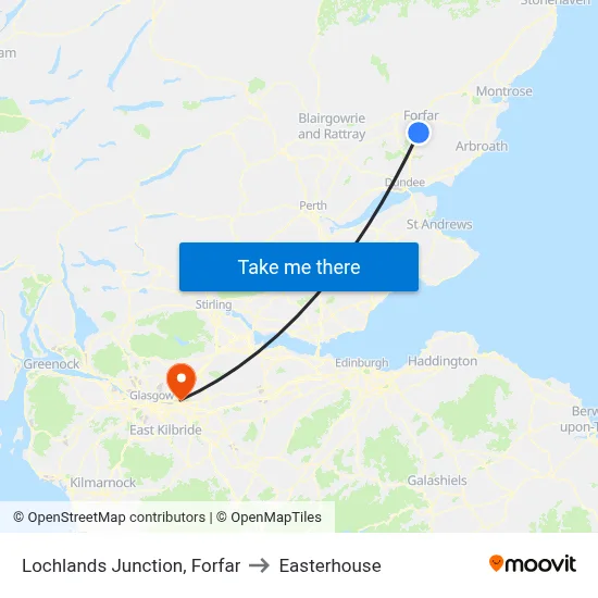 Lochlands Junction, Forfar to Easterhouse map