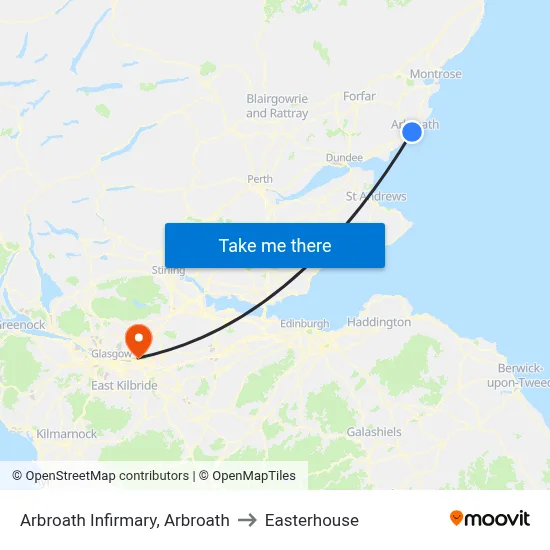 Arbroath Infirmary, Arbroath to Easterhouse map