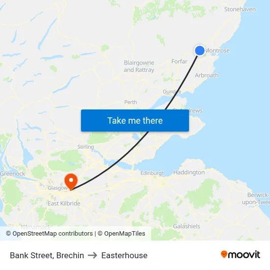 Bank Street, Brechin to Easterhouse map