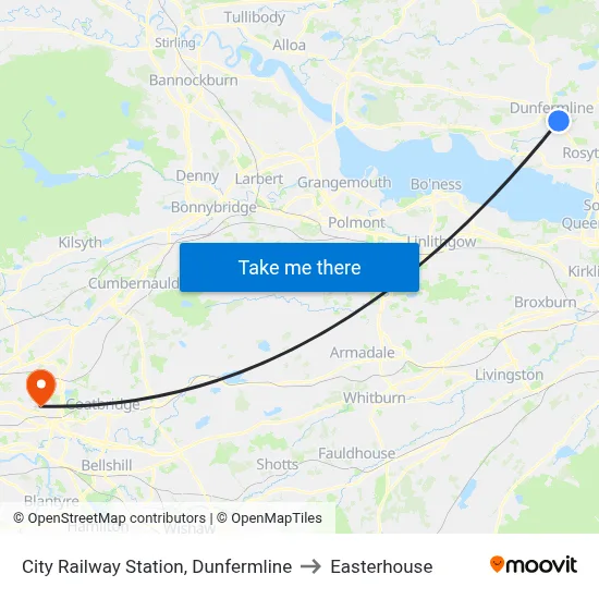 City Railway Station, Dunfermline to Easterhouse map