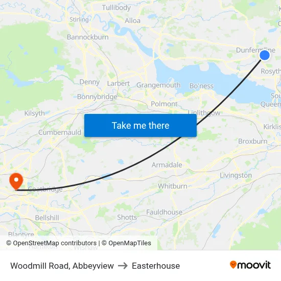 Woodmill Road, Abbeyview to Easterhouse map