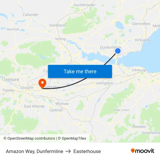 Amazon Way, Dunfermline to Easterhouse map