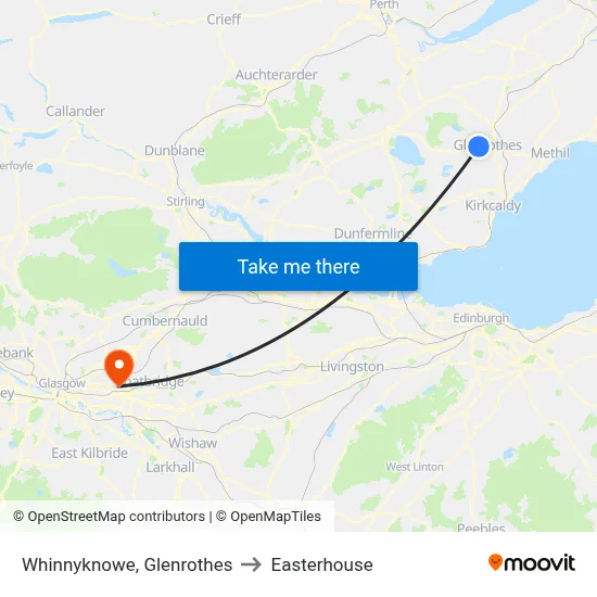 Whinnyknowe, Glenrothes to Easterhouse map