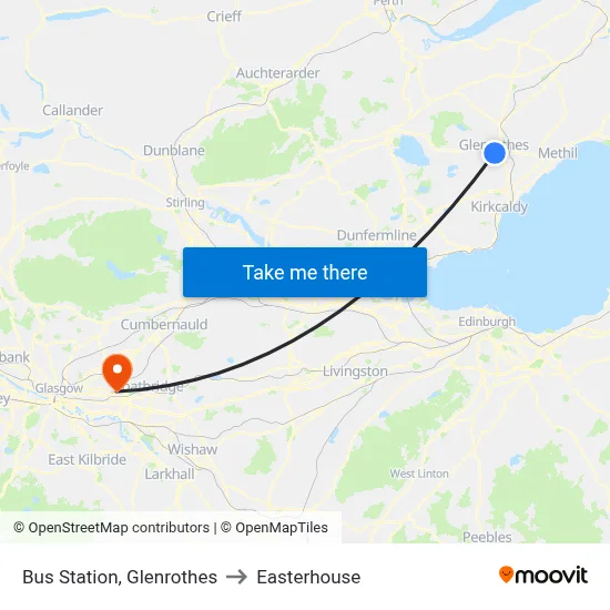 Bus Station, Glenrothes to Easterhouse map