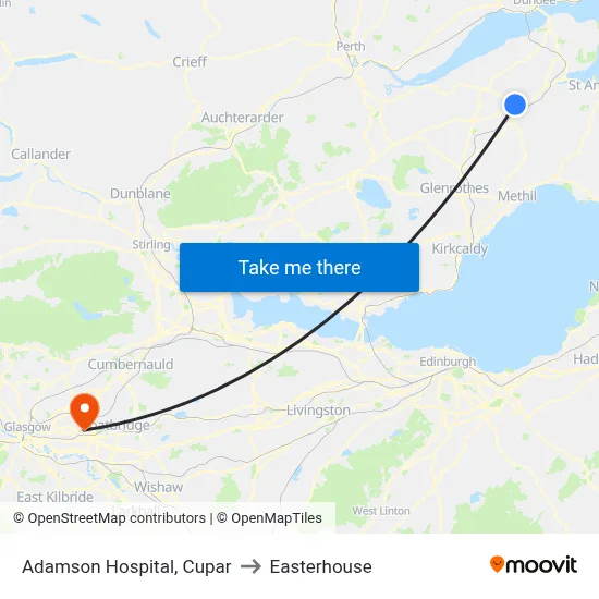 Adamson Hospital, Cupar to Easterhouse map