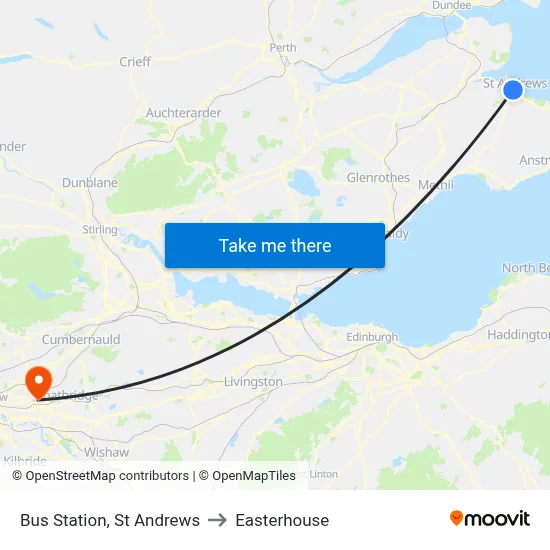 Bus Station, St Andrews to Easterhouse map