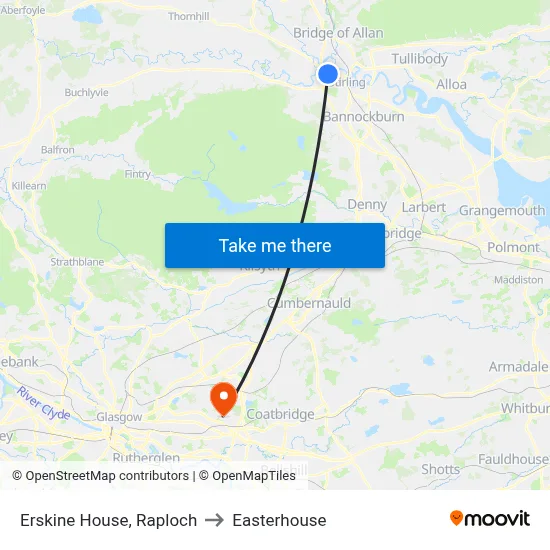 Erskine House, Raploch to Easterhouse map