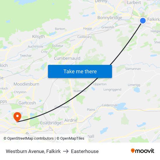 Westburn Avenue, Falkirk to Easterhouse map