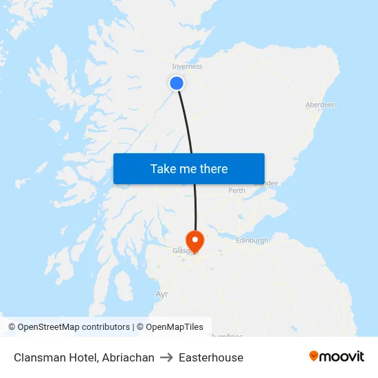 Clansman Hotel, Abriachan to Easterhouse map
