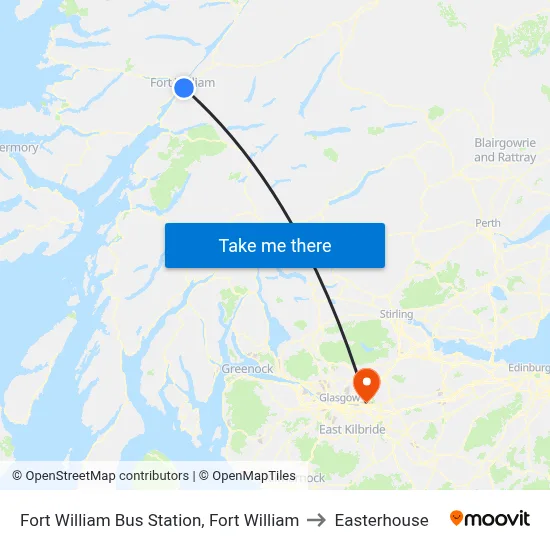 Fort William Bus Station, Fort William to Easterhouse map