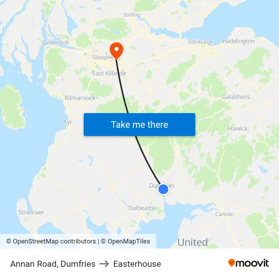 Annan Road, Dumfries to Easterhouse map