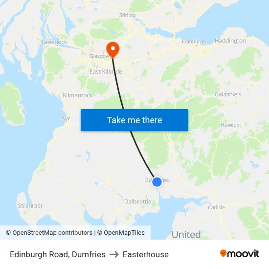Edinburgh Road, Dumfries to Easterhouse map