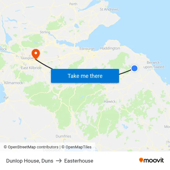 Dunlop House, Duns to Easterhouse map