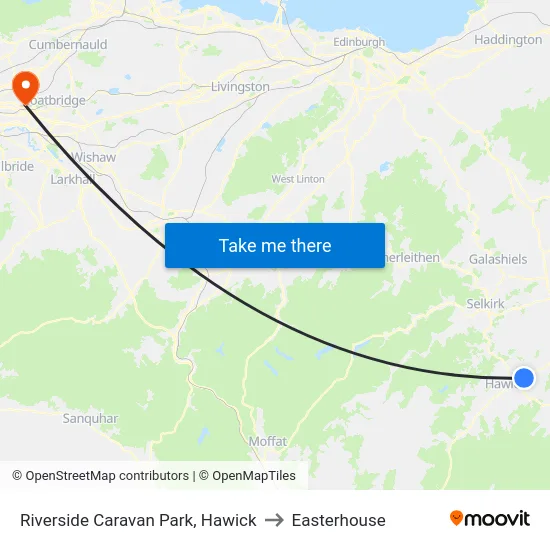 Riverside Caravan Park, Hawick to Easterhouse map