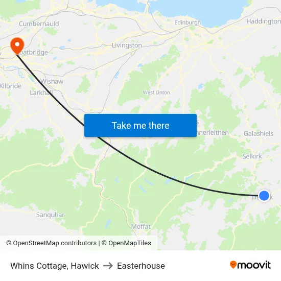 Whins Cottage, Hawick to Easterhouse map