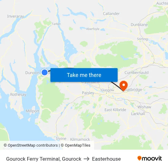 Gourock Ferry Terminal, Gourock to Easterhouse map