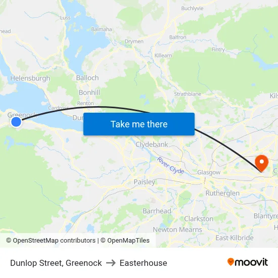Dunlop Street, Greenock to Easterhouse map