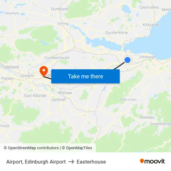 Airport, Edinburgh Airport to Easterhouse map