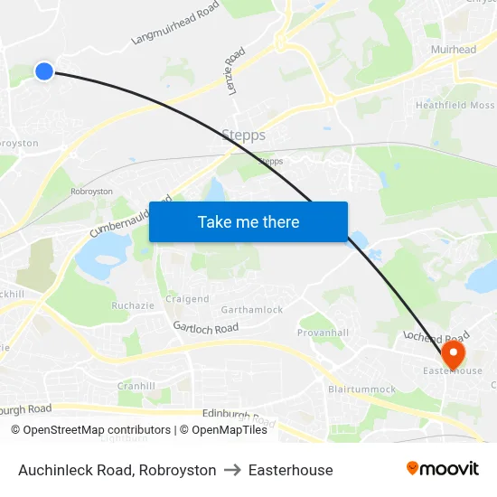 Auchinleck Road, Robroyston to Easterhouse map