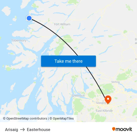 Arisaig to Easterhouse map