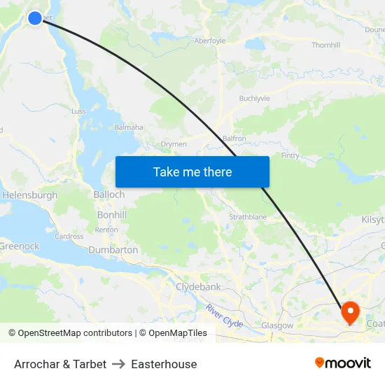 Arrochar & Tarbet to Easterhouse map