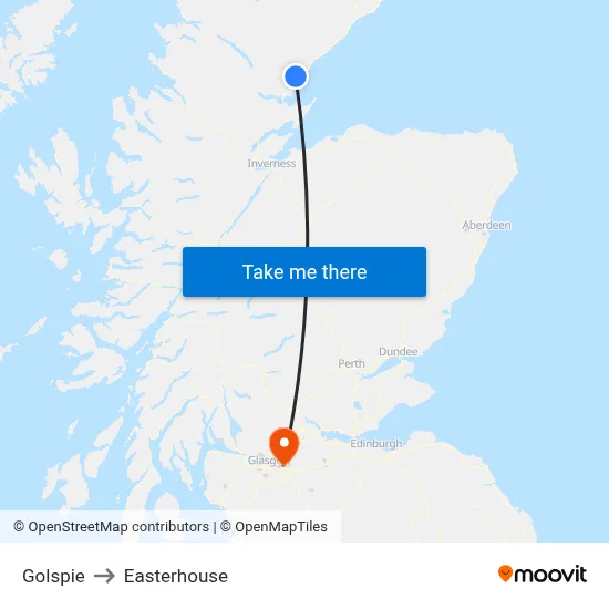Golspie to Easterhouse map