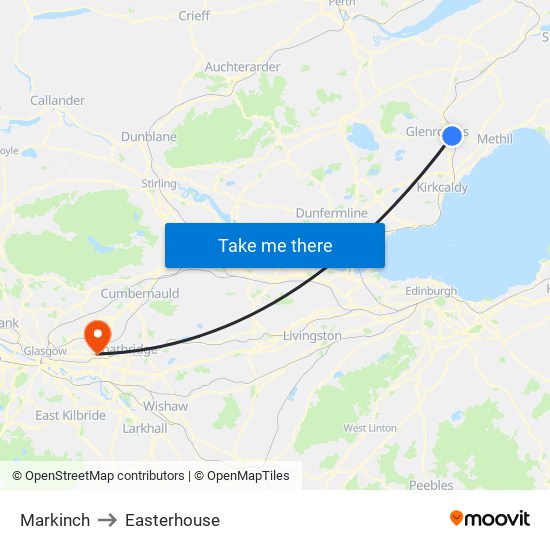 Markinch to Easterhouse map