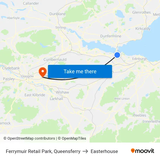 Ferrymuir Retail Park, Queensferry to Easterhouse map