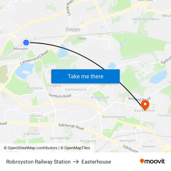 Robroyston Railway Station to Easterhouse map