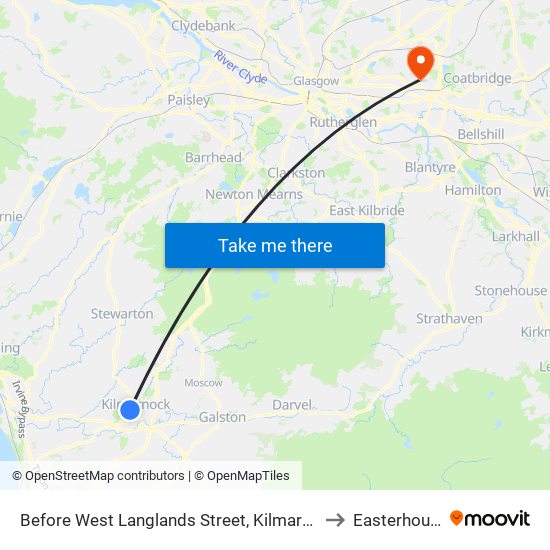 Before West Langlands Street, Kilmarnock to Easterhouse map