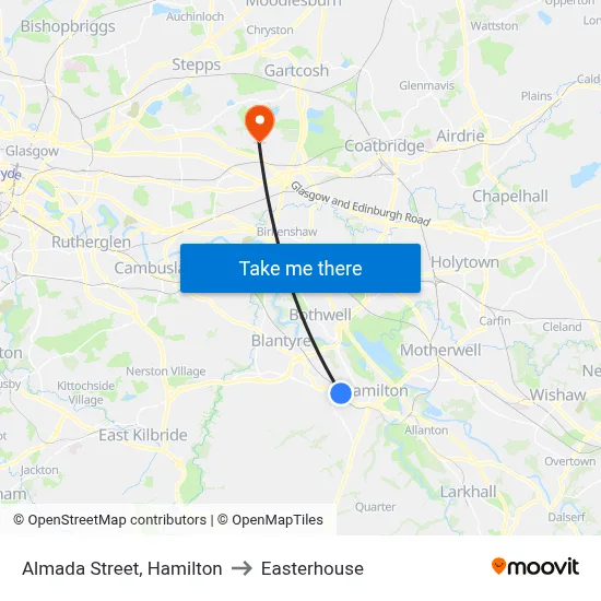 Almada Street, Hamilton to Easterhouse map
