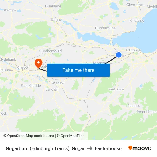 Gogarburn (Edinburgh Trams), Gogar to Easterhouse map