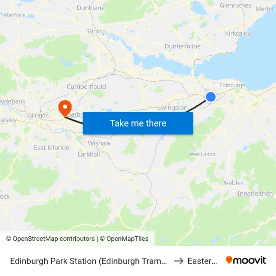 Edinburgh Park Station (Edinburgh Trams), Edinburgh Park to Easterhouse map