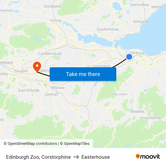 Edinburgh Zoo, Corstorphine to Easterhouse map