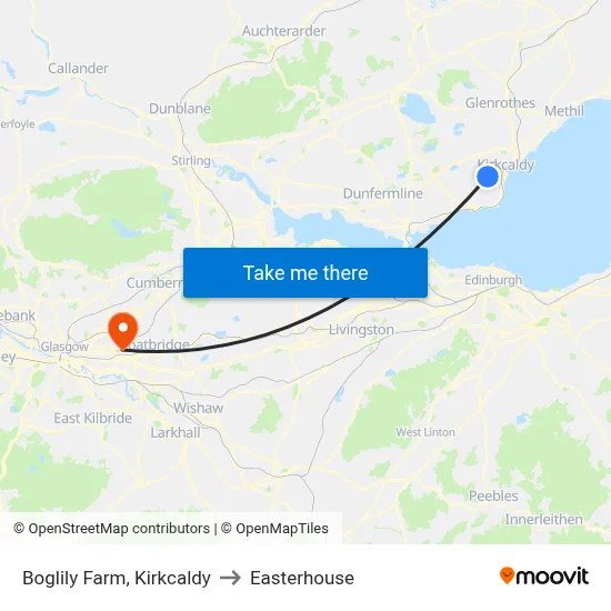 Boglily Farm, Kirkcaldy to Easterhouse map