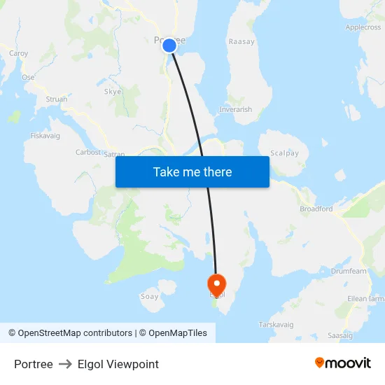 Portree to Elgol Viewpoint map