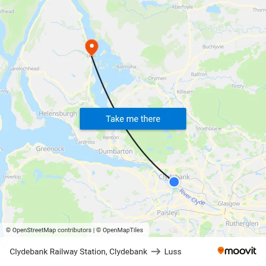 Clydebank Railway Station, Clydebank to Luss map