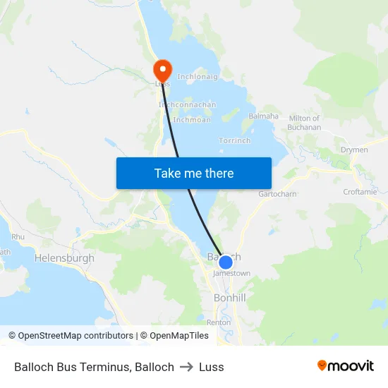 Balloch Bus Terminus, Balloch to Luss map
